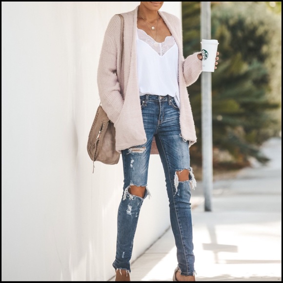 Soft Textures Cardigan in Light Blush - Picture 3 of 5